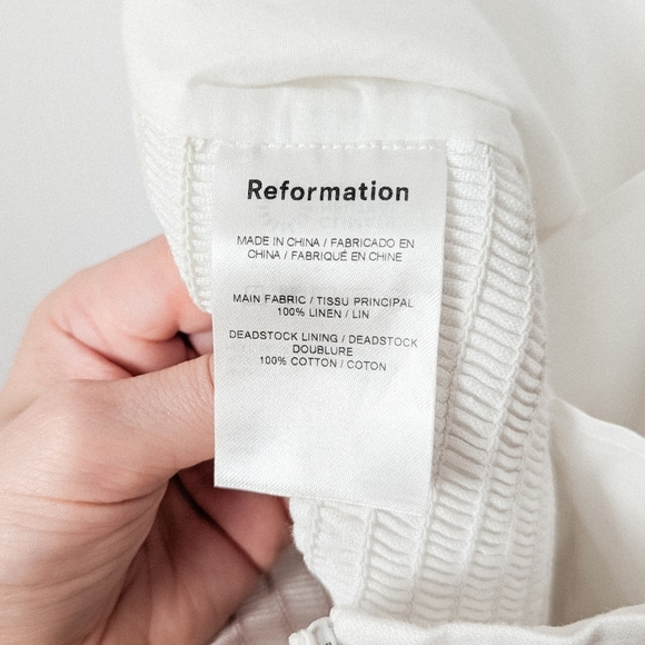 REFORMATION Rome Top Linen Puff Sleeve White 0 - Picture 7 of 10